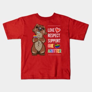 Orlando LGBTQ Gay Red Shirt Pride Parade Festival Days Love Respect Support One Anotter Cute Otter Kids T-Shirt